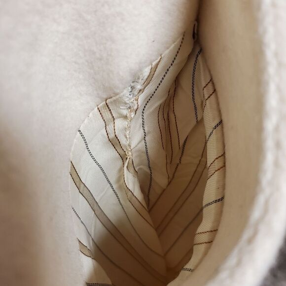 Vintage 80s Retro Cream Wool Blend Double Breasted Trench Coat XL - Picture 10 of 12